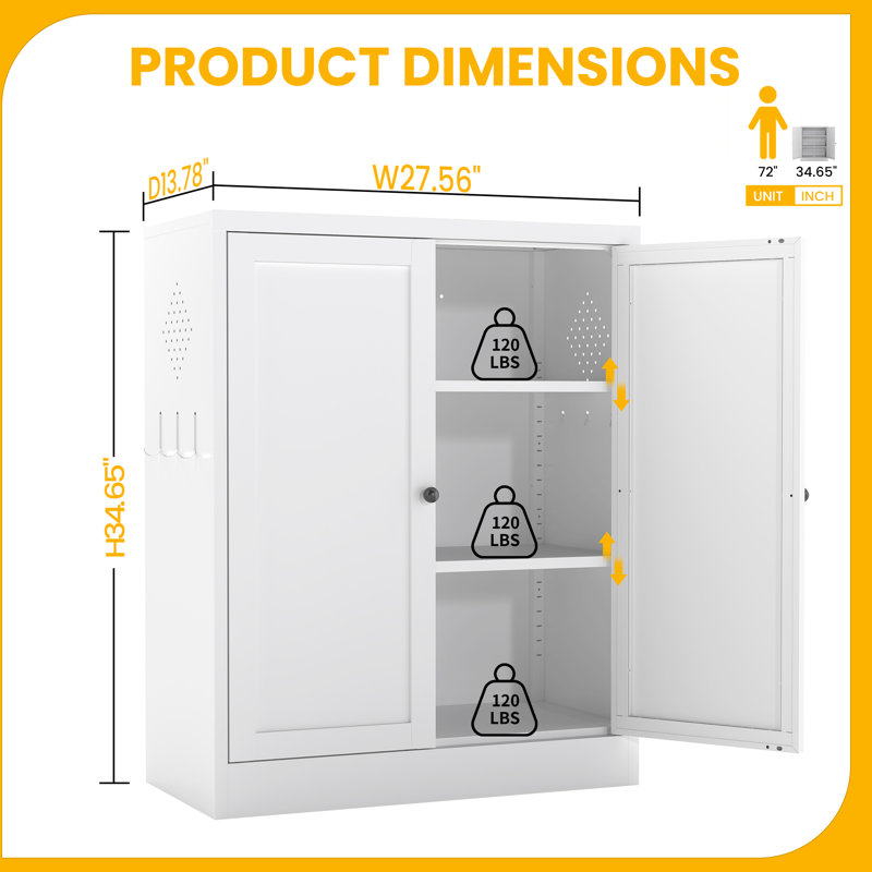 Heavy Duty Metal Pantry Cabinet with Large Storage Space for Kitchen, Bathroom, Laundry Room, and More