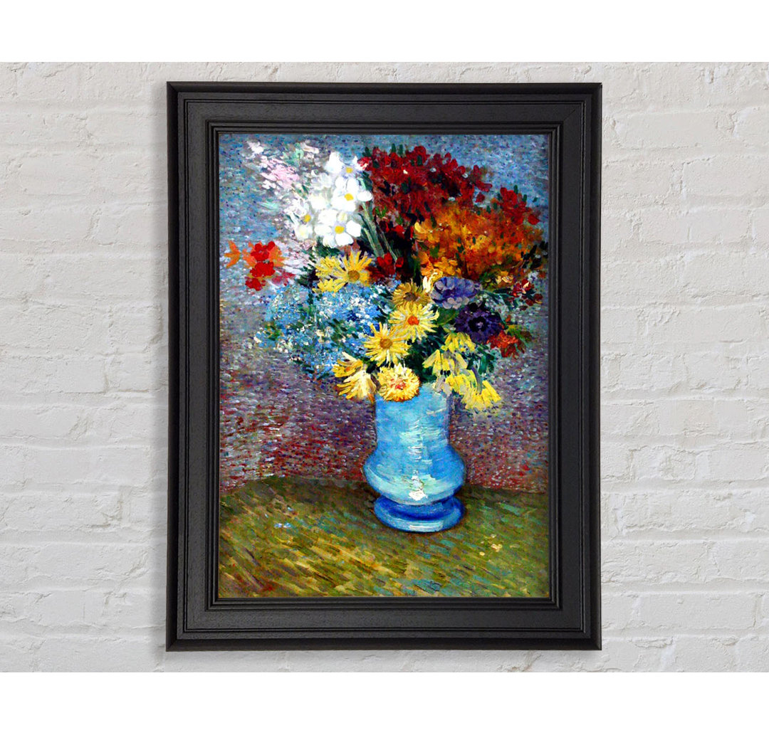 Van Gogh Blumen in einer blauen Vase Gerahmter Druck