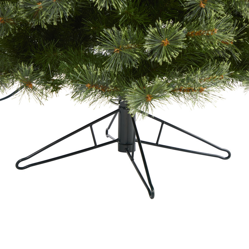 Arbre de Noël artificiel pin vert élancé avec lumières claires, H 6,5 pi