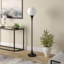 Calan Mahdi Torchiere Floor Lamp with Glass Shade-2032895984