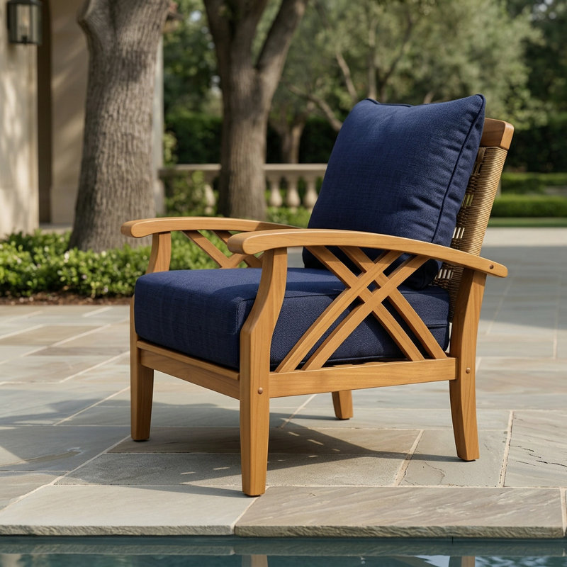 Ensemble de conversation en teck Celian, Navy