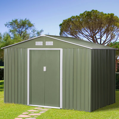 Remise extérieure spacieuse, 9 pi x 6 pi, avec ventilation pour garage Remise de 6 pi - 4 évents, 2 portes coulissantes, cour arrière, garage, équipement de pelouse