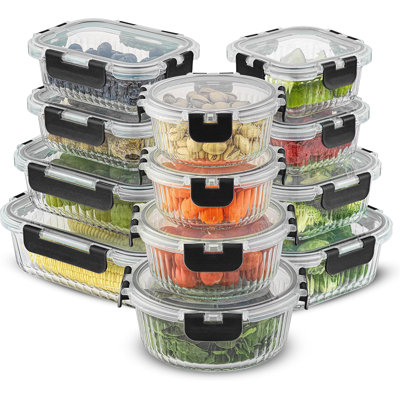 24Pc Borosilicate Glass Storage Containers With Lids | 12 Airtight/Freezer Safe Food Storage Containers For Pantry And Kitchen | Meal Prep Container For Lunch | Glass food storage Set