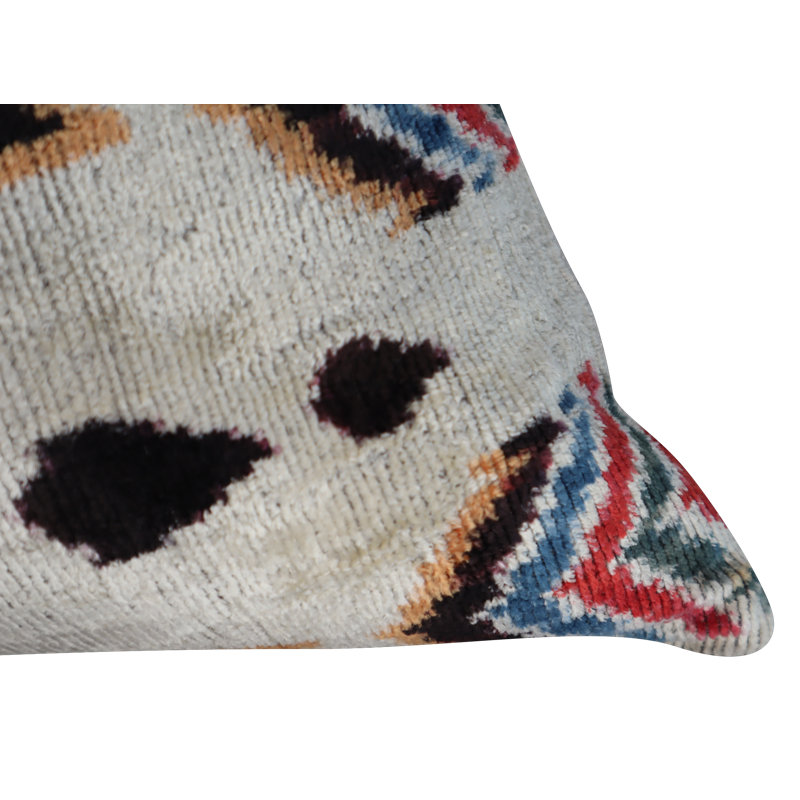 Velvet Lumbar Pillow Cover & Insert, Red/Orange/Beige Geometric 1