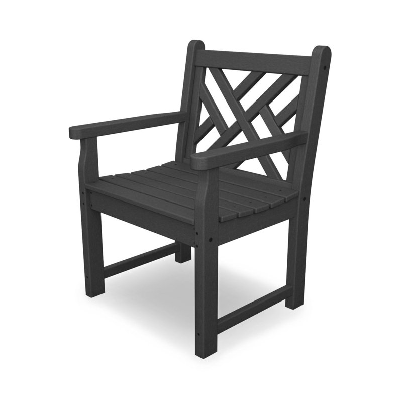 POLYWOOD Chippendale Garden Arm Chair, Slate Gray