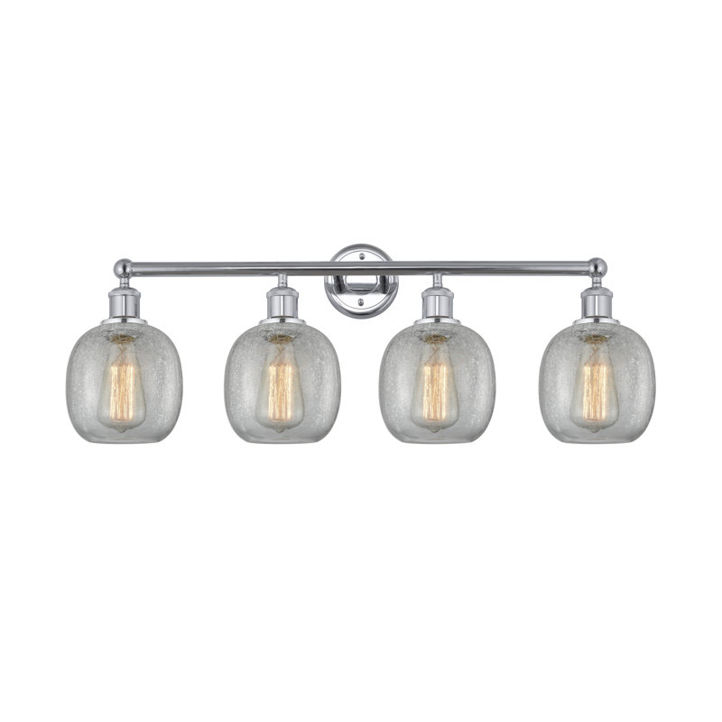 Éclairage pour meuble-lavabo 4 lumières Carlucci, Transparent craquelé, Chrome poli
