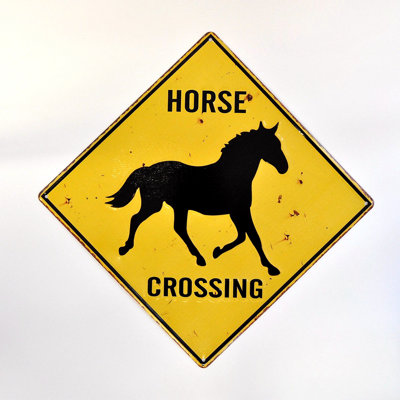 «Horse Crossing», impression d'art textuel sans cadre sur métal