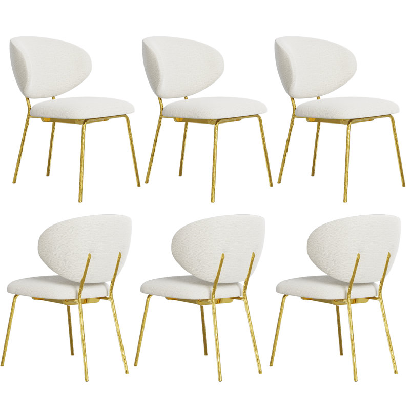 Ensemble de 6 chaises de salle à manger rembourrées blanches et dorées, Ensemble de 6
