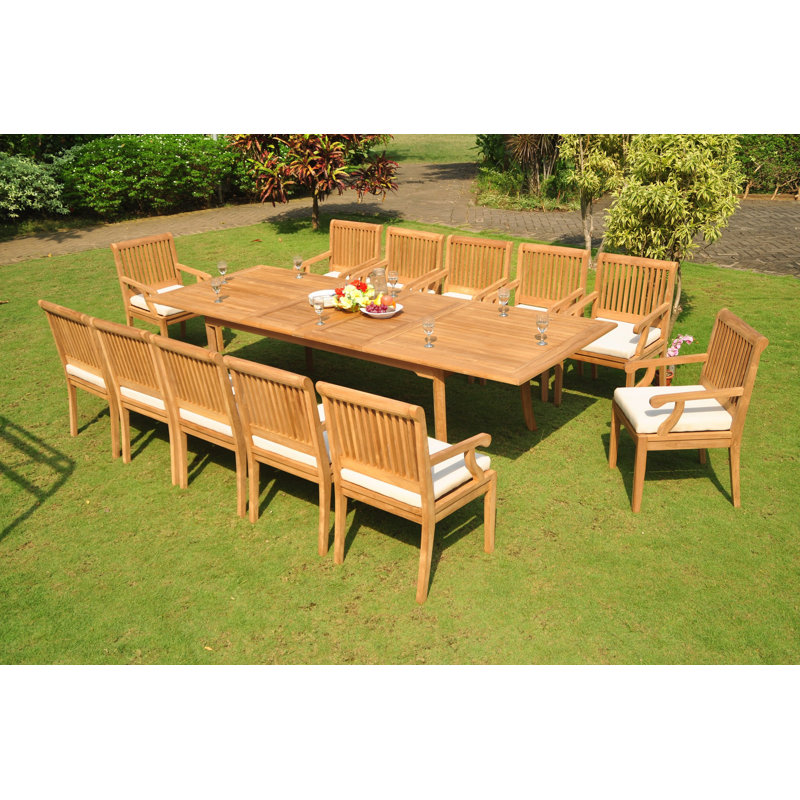 Ensemble repas 11 pièces teck luxueux Mayna, 12