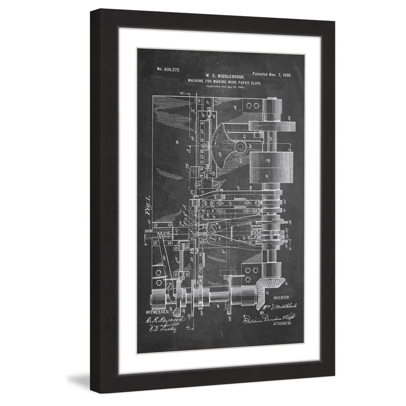 « paper clip 1899 craie » par steve king, reproduction d’art encadrée, H 30 po x l 20 po x P 1,5 po