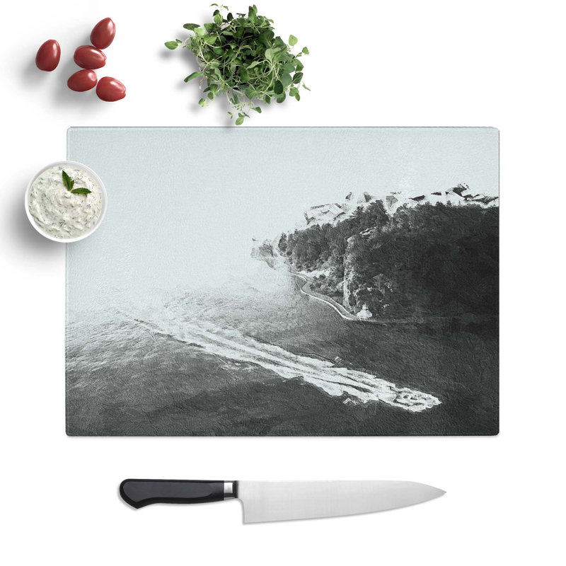 Tempered Glass Speedboat in Vancouver Canada Chopping Board, 39 cm W x 28.5 cm L