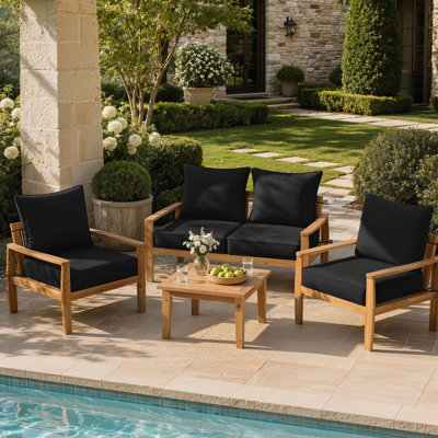 Coussins de chaise de patio 19 x 19 x 4 Braun pour l'extérieur et coussins de siège et de dossier intérieur / extérieur, ensemble de 4 coussins