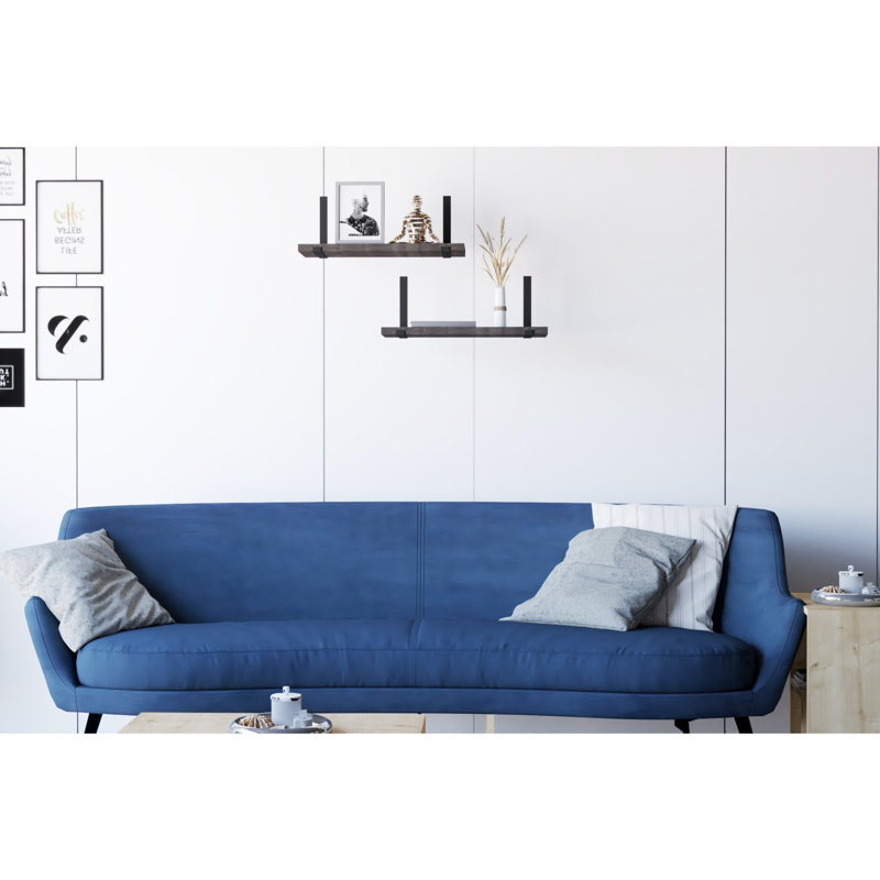 Modern Wall Shelf, Anthracite Color, 15.7 x 5.9 inches | 100% Melamine Coated Particle Board, Thickness: 0.7 inches | Ideal for Home Décor & Organizing, Stylish Industrial Design