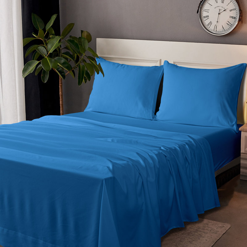 Ensemble de draps, ensemble de draps en microfibre brossée 1800 avec poche profonde - NTBAY, Royal Blue