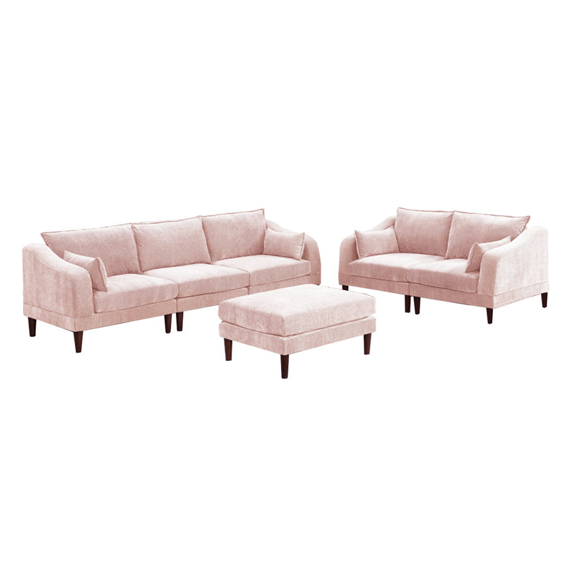 Ensemble de salon 6 pièces Arenda, Mélange de polyester rosé