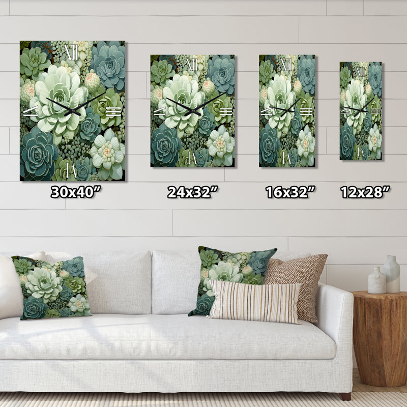 Horloge murale florale verte, Oversized