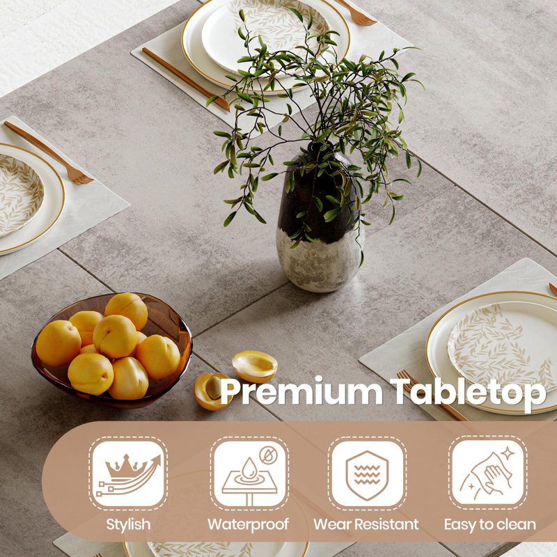 Dining Set, Grey, Beige