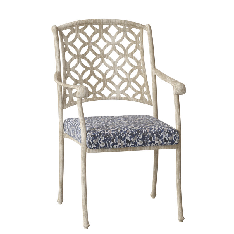 Casa Outdoor Dining Armchair, Weathered White, Pique Gravel Sunbrella®