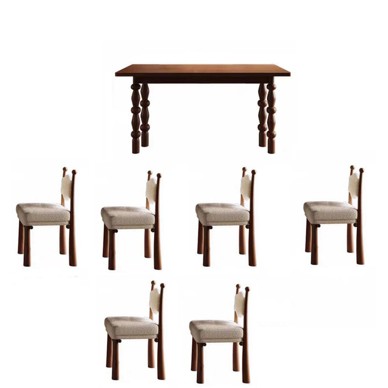 Middle aged dining table and chair combination, 29.52"H x 78.74"L x 35.43"W