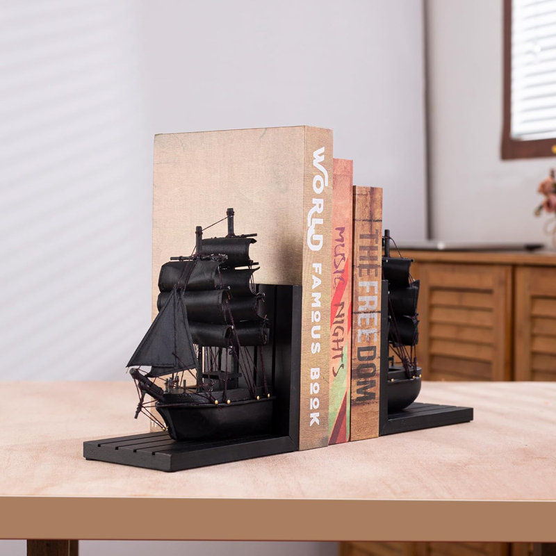 Serre-livres bateau en bois The Black Pearl Pirate