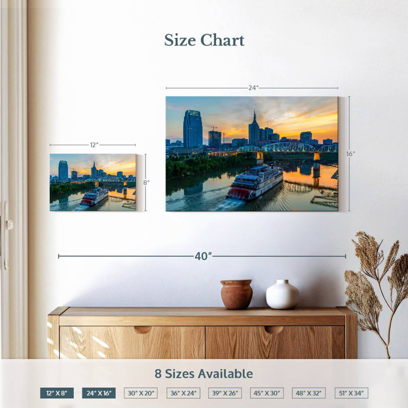 Kavia Nashville Skyline At Sunset, 16" H x 24" W