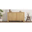 Buffet rétro en bois à 4 portes avec rangement spacieux, aspect vieilli et patins réglables pour plusieurs espaces de finition de buffet, tablettes, cuisine de salle à manger