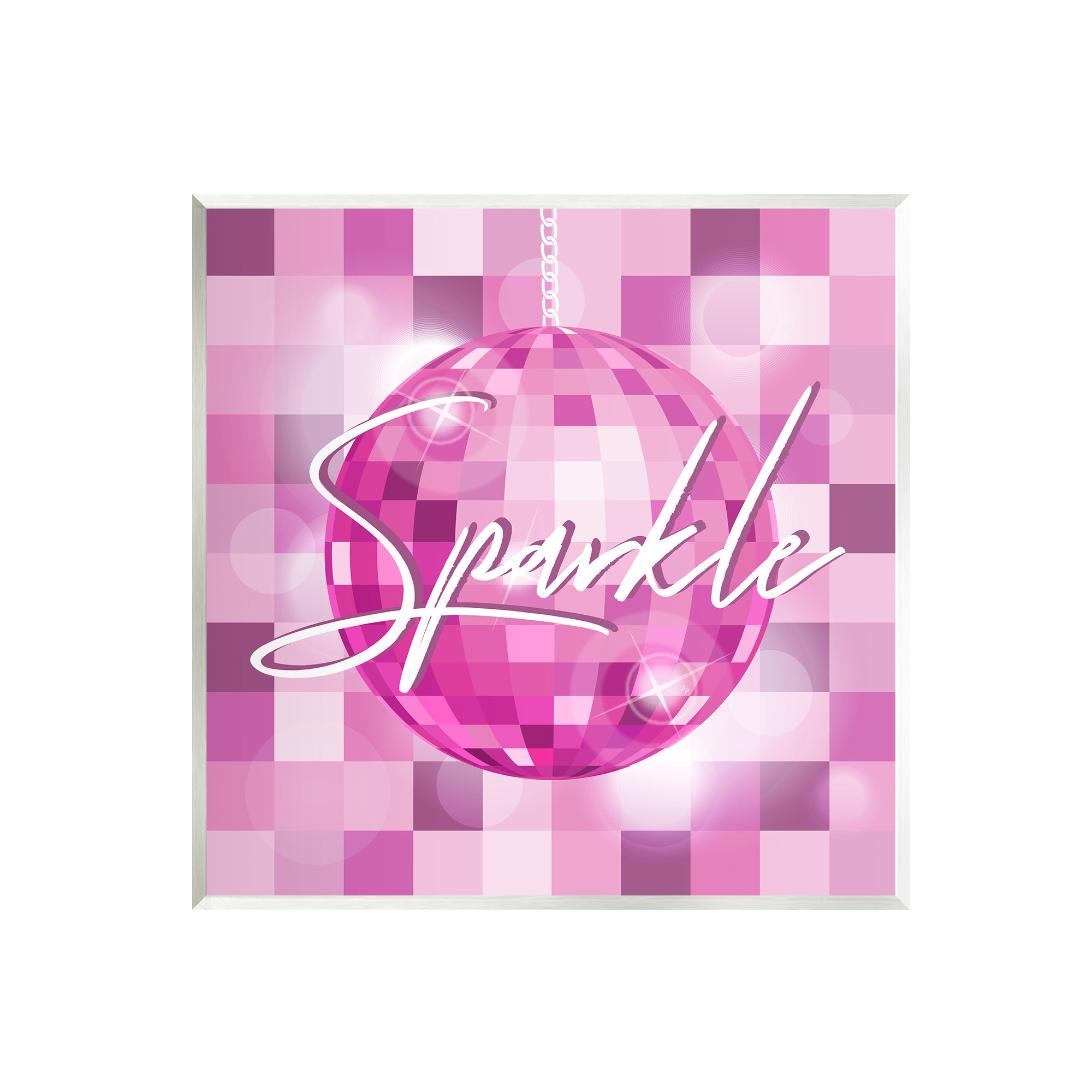 Stupell Industries Sparkle Pink Disco Ball Pattern On MDF by Martina  Pavlova Print