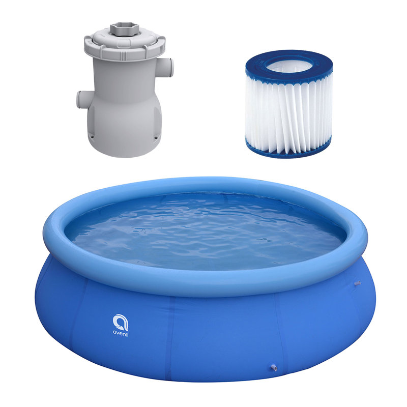 Plastic Round Inflatable Pool H x 144'' W x 144'' L, 12' W x 30" H