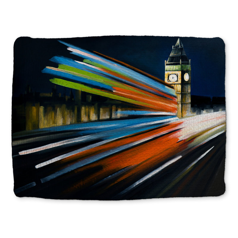 Napperon London Bus - polyester tressé, décor contemporain cités