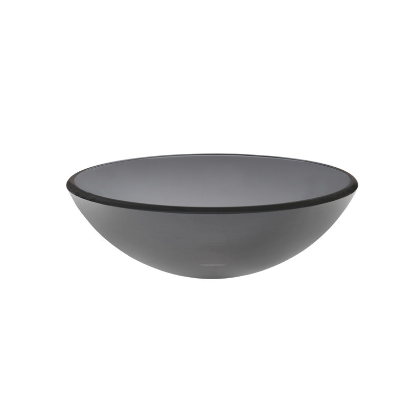Novatto 16.5'' Black Glass Circular Bathroom Sink, Chrome