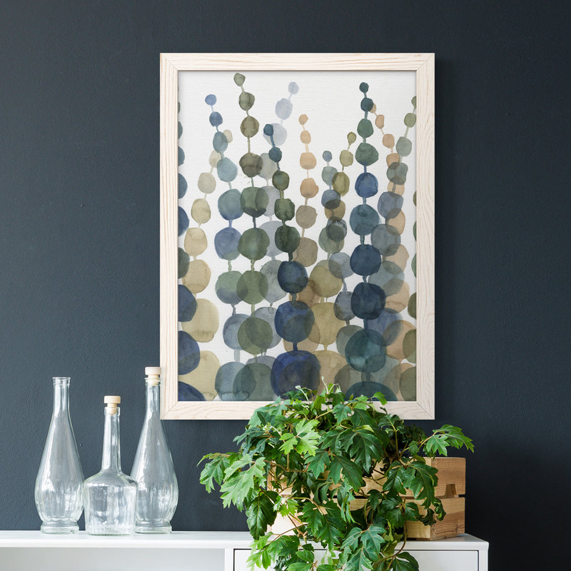 «Pompom Botanical II», toile encadrée de qualité supérieure - prête à être accrochée, Blanc, H 28 po x l 38 po x P 1 po