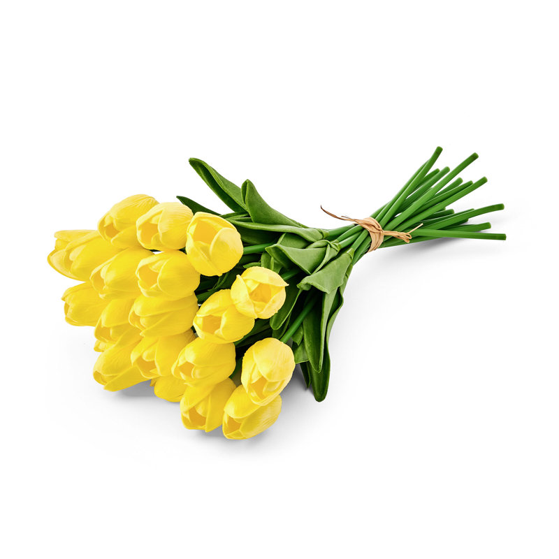 Fleurs de tulipe artificielle Elements, ensemble de 20, 13 pouces, Yellow