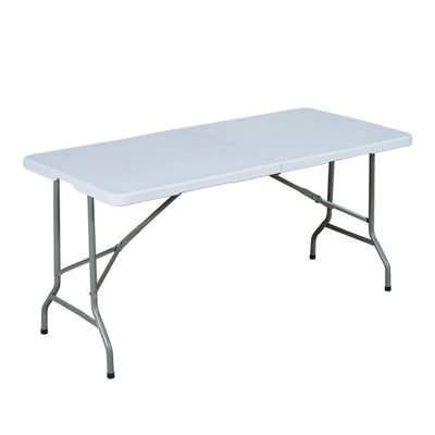 Portable Fold-in-Half Folding Table with Carry Handle