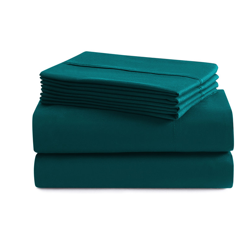 Luxurious Soft Microfiber Sheet Set with Bonus Pillowcases, Queen Sheet Set with 4 Pillowcases, Teal