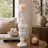 Tabletop Décor Candle Holder, Fluted Turned Baluster, White Resin, 18 Inch