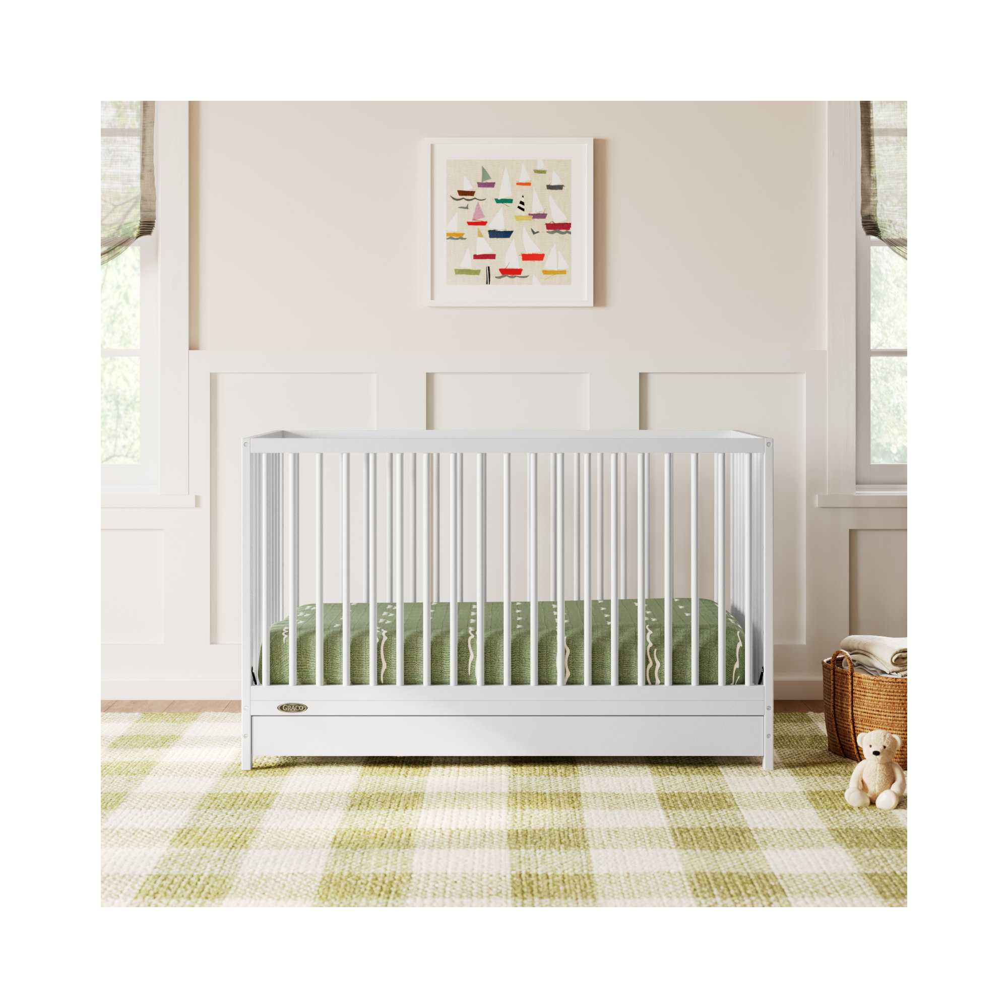 Teddi 5-in-1 Convertible Crib with Storage, Crib, White