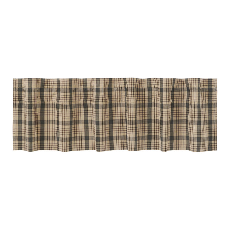Cider Mill Plaid Cotton Valance in Khaki and Forest Green