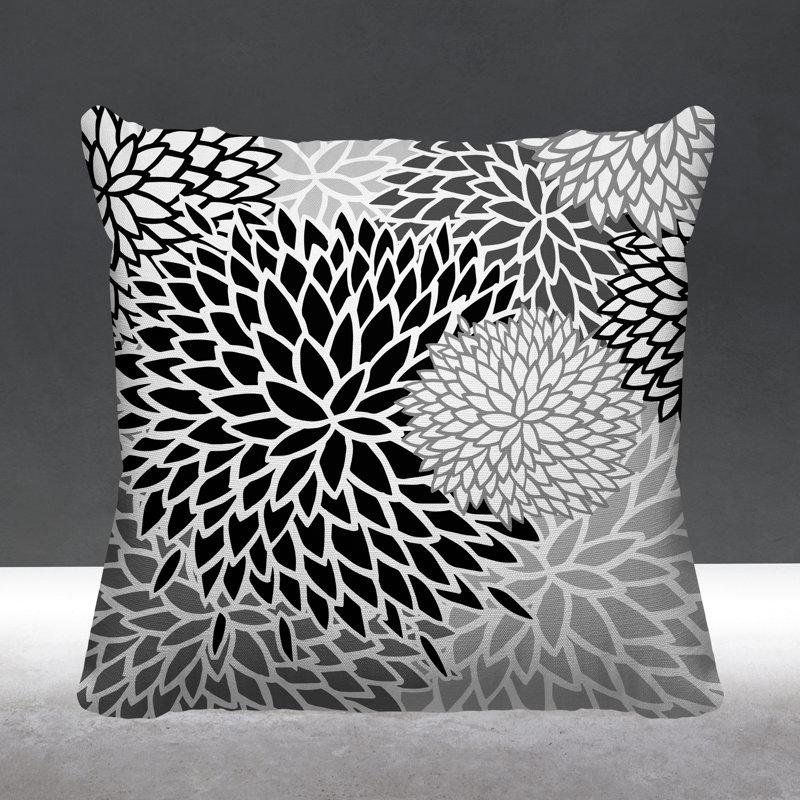 Coussin décoratif intérieur / extérieur Arlo, L 19 po x H 19 po, Noir