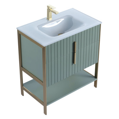  Serenity Modern Bathroom Vanity with White Glass Top
