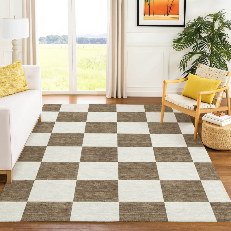 Tapis géométrique intérieur / extérieur lavable en machine ACN2345, Rectangle 2 pi 6 po x 3 pi 10 po