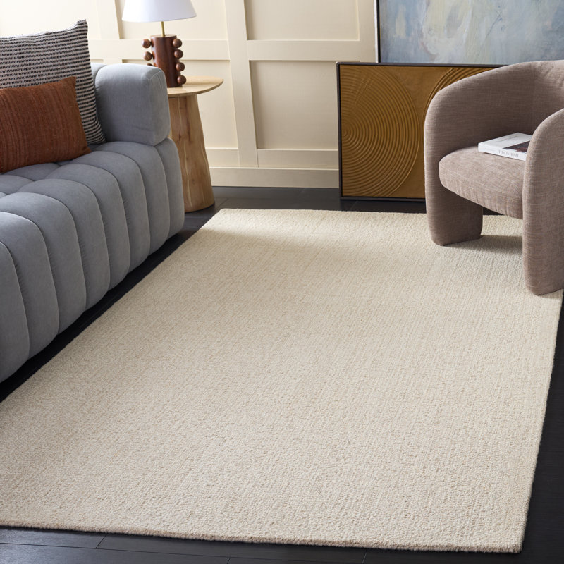 Abstract Hand Tufted Wool; Cotton Solid Color Indoor Rug, 5'-0" x 8'-0" Rectangle
