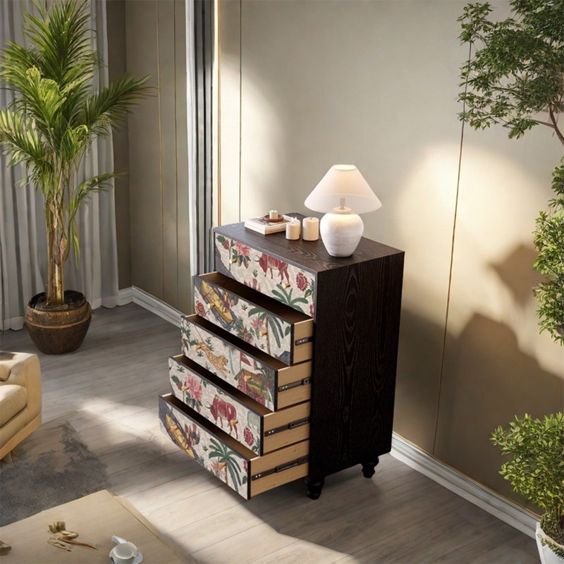Armoire de rangement à cinq tiroirs en pin pour l'organisation