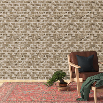 Auden 33' L x 20.5" W Brick Wallpaper Roll