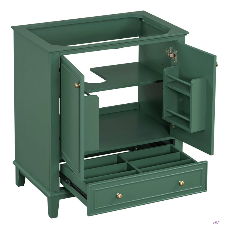 Meuble-lavabo 30 po sans lavabo, base seulement, armoire de salle de bain multifonctionnelle avec portes et tiroir, cadre solide et panneau de fibres à densité moyenne