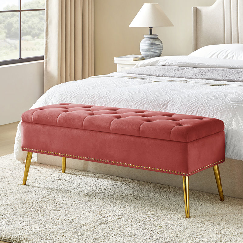 Banc de rangement rembourré en velours Kajana, Palissandre