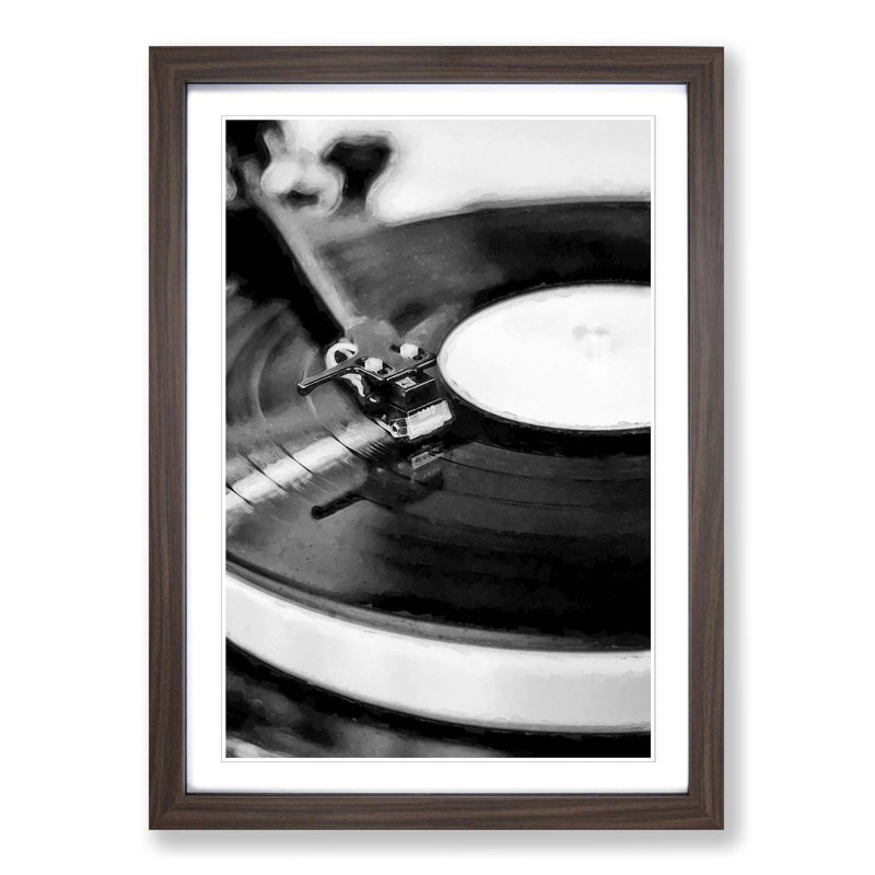 Vinyl Record Player - Picture Frame Photograph Print on MDF, Walnut, 60cm H x 40cm W x 2cm D