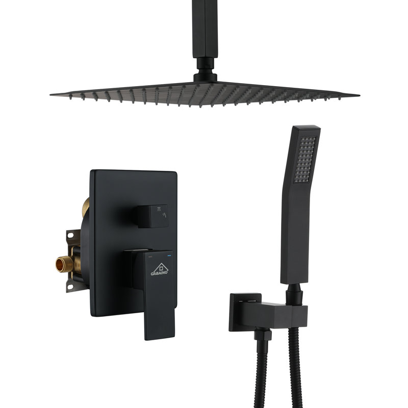 Matte Black Dual Shower Head System with Handheld and Rainfall