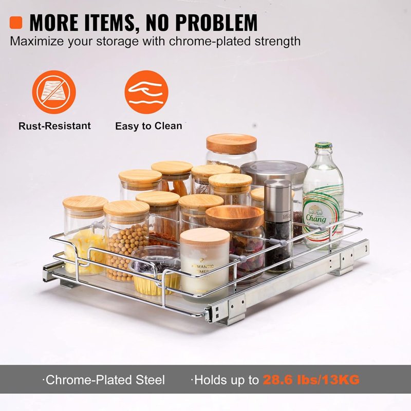 12.5"Wx16.5"Dx3.5"H Pull Out Cabinet Organizer