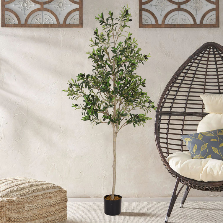 Artificial Olive Tree, 6FT Tall Faux Silk Plant Artificial Tree in Potted  Oliver Branch Leaves and Fruits for Modern Home Decor Indoor