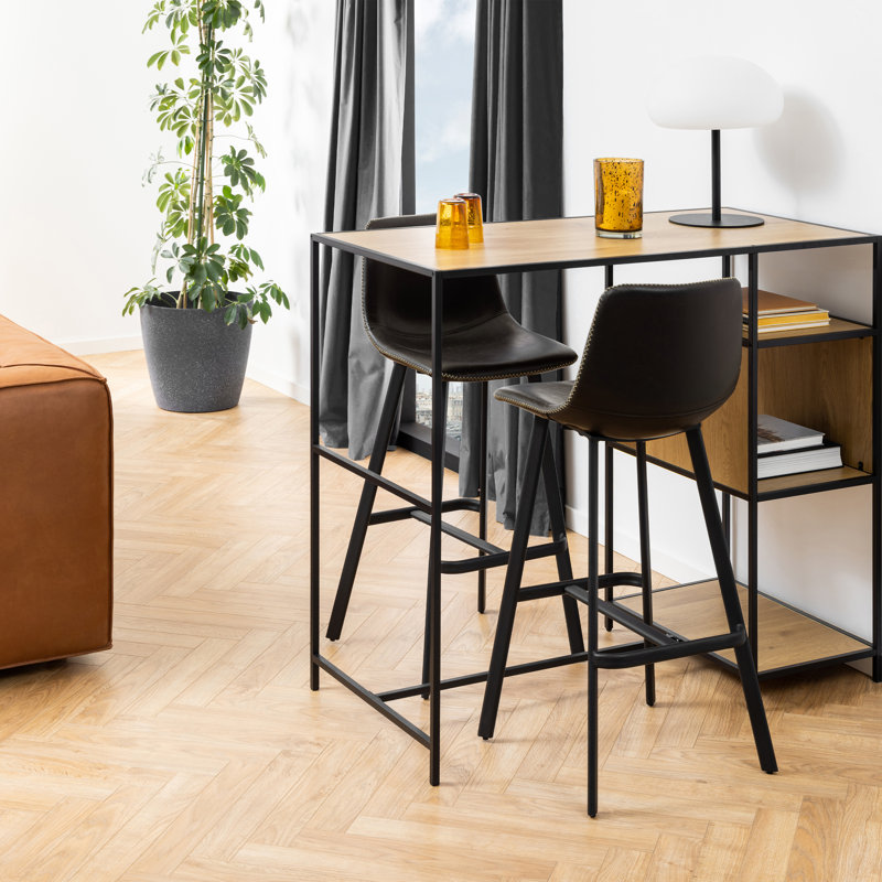 Upholstered Counter Stool with Metal Frame, Black